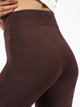 Women's Brown Solid Sports High Rise Pant