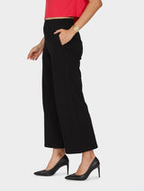 Women's Black Solid Sports High Rise Pant - Tall