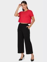 Women's Black Solid Sports High Rise Pant