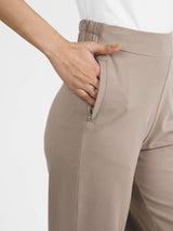 Women's Brown Solid Sports High Rise Pant - Tall