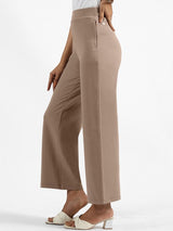 Women's Brown Solid Sports High Rise Pant