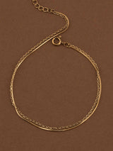 Women's Gold Two Layered Solid Cable Anklet Waterproof & Anti-Tarnish