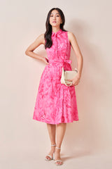 Women's Pink Casual Regular Fit Printed Sleeveless Dress