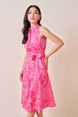 Women's Pink Casual Regular Fit Printed Sleeveless Dress