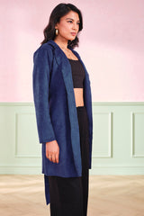 Women's Navy Casual Solid Full Sleeves Jackets