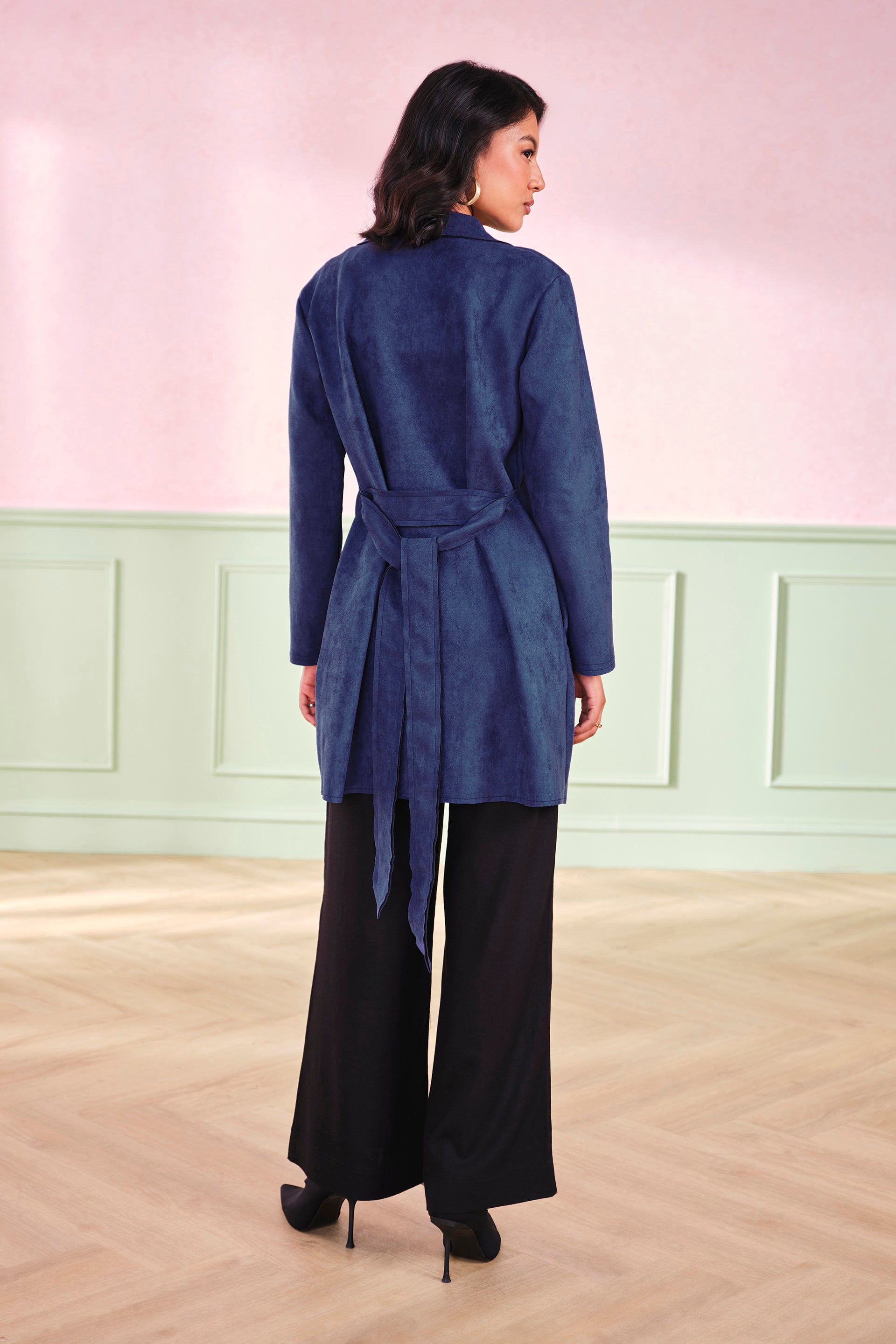 Women's Navy Casual Solid Full Sleeves Jackets