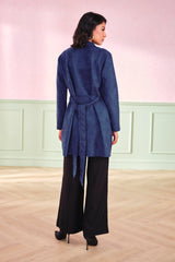 Women's Navy Casual Solid Full Sleeves Jackets