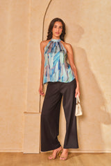 Women's Green Party Regular Fit Printed Sleeveless Tops