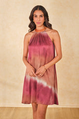 Women's Red Party Regular Fit Printed Sleeveless Dress