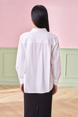 Women's White Casual Regular Fit Solid Full Sleeves Tops