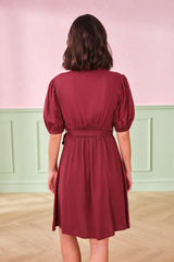 Women's Red Casual Regular Fit Solid Half Sleeves Dress