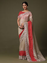 Women's Cream Festive Saree