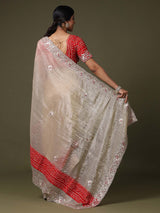 Women's Cream Festive Saree
