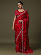 Women's Red Festive Saree