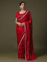 Women's Red Festive Saree