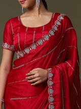 Women's Red Festive Saree