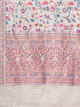 Women's Silk Cotton White Woven Design Celebrity Saree with Blouse Piece