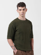 Men's Green Casual Solid Half Sleeves Tshirt