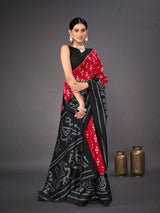 Women's Art Silk Red Printed Designer Saree with Blouse Piece