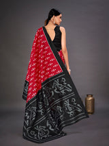 Women's Art Silk Red Printed Designer Saree with Blouse Piece