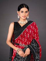 Women's Art Silk Red Printed Designer Saree with Blouse Piece