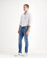 Men's Blue Casual Slim Fit Solid Jeans