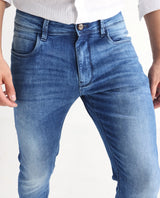 Men's Blue Casual Slim Fit Solid Jeans