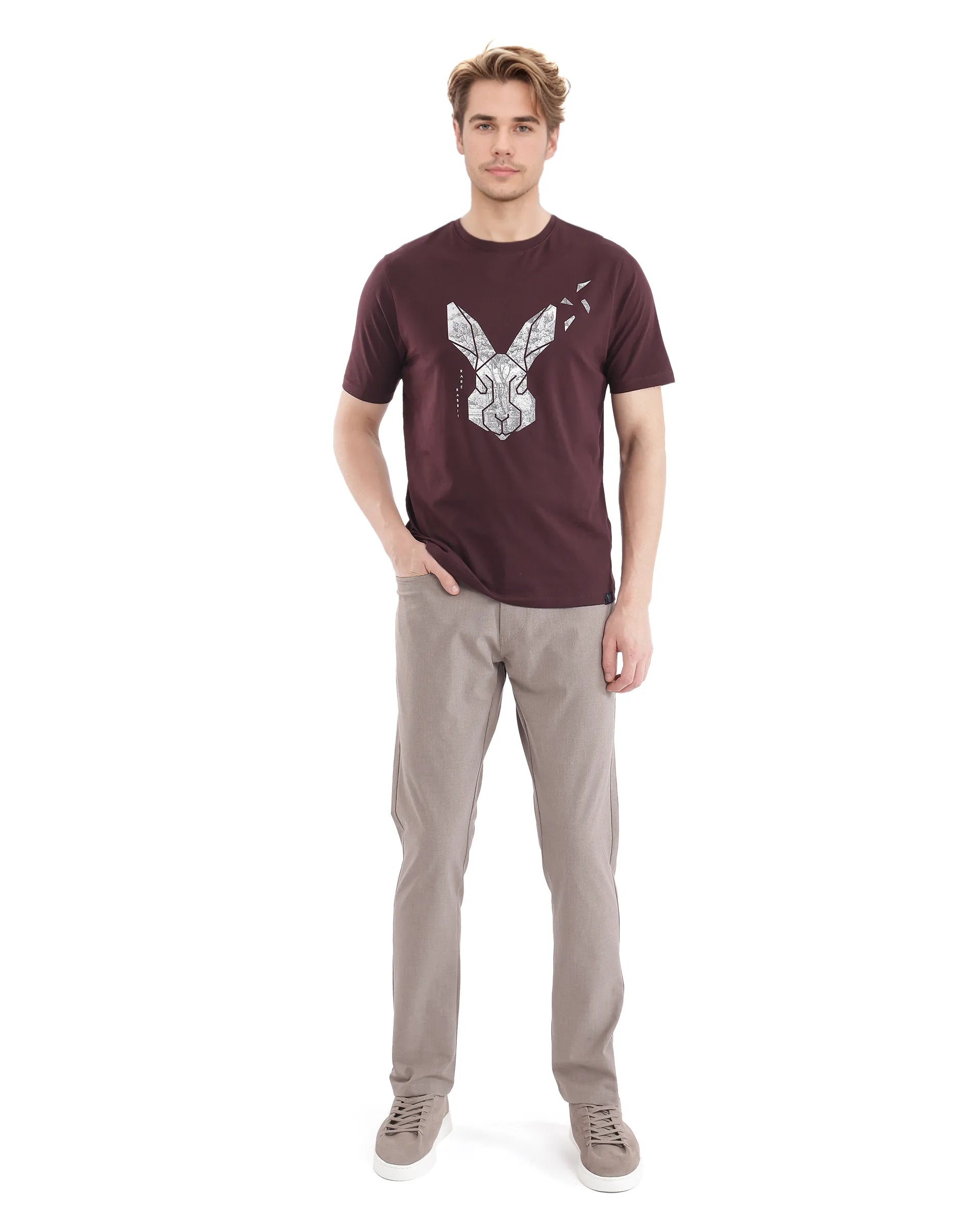 Men's Red Casual Regular Fit Printed Half Sleeves Tshirt