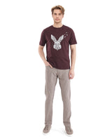 Men's Red Casual Regular Fit Printed Half Sleeves Tshirt