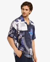Men's Black Casual Regular Fit Printed Half Sleeves Shirt