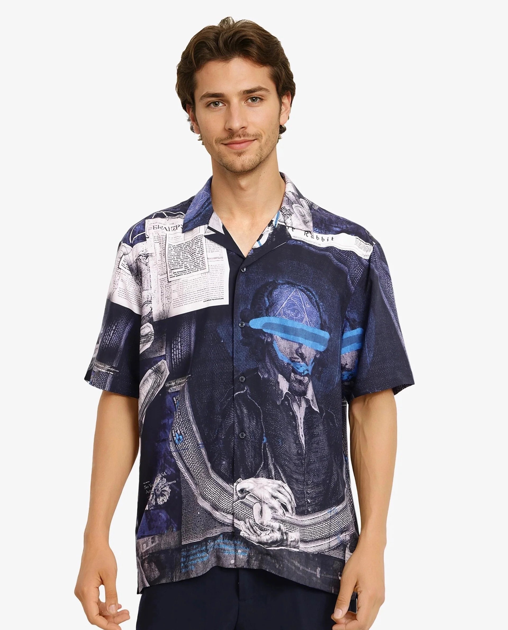 Men's Black Casual Regular Fit Printed Half Sleeves Shirt