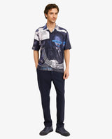 Men's Black Casual Regular Fit Printed Half Sleeves Shirt