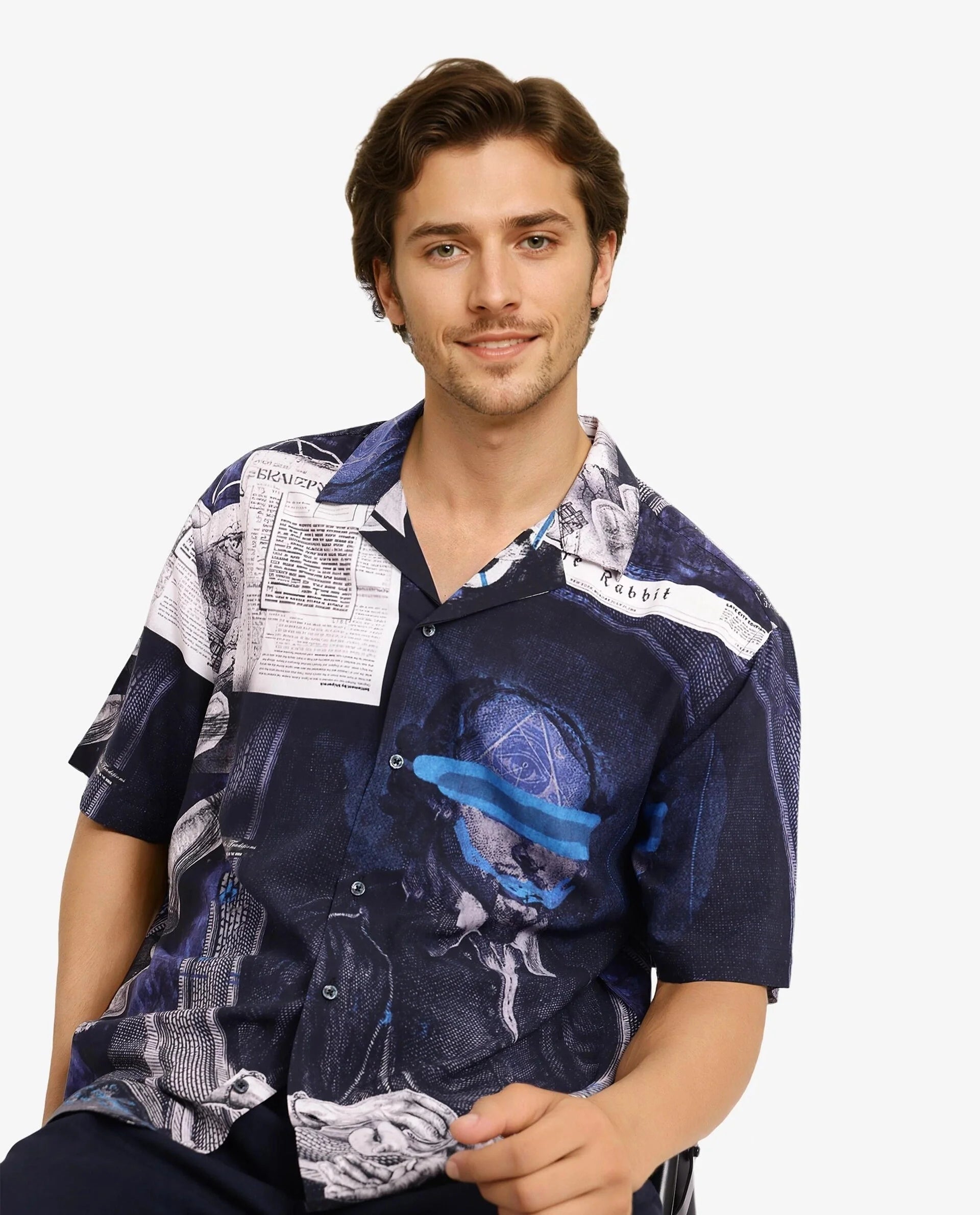 Men's Black Casual Regular Fit Printed Half Sleeves Shirt