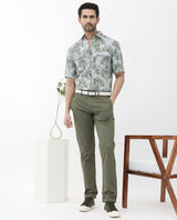 Men's Green Casual Regular Fit Printed Half Sleeves Shirt