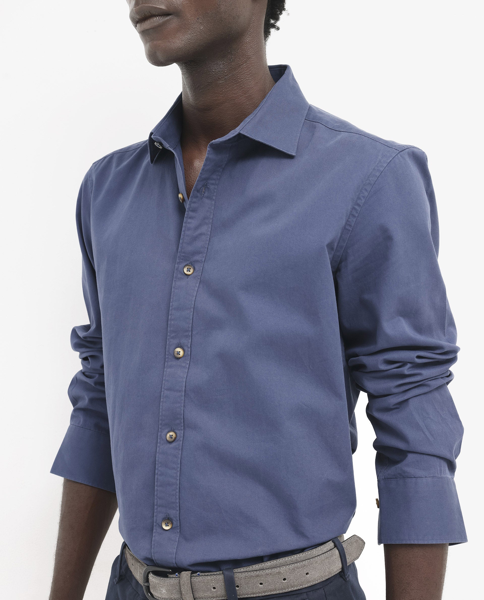 Men's Blue Formal Regular Fit Solid Full Sleeves Shirt