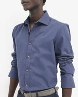 Men's Blue Formal Regular Fit Solid Full Sleeves Shirt