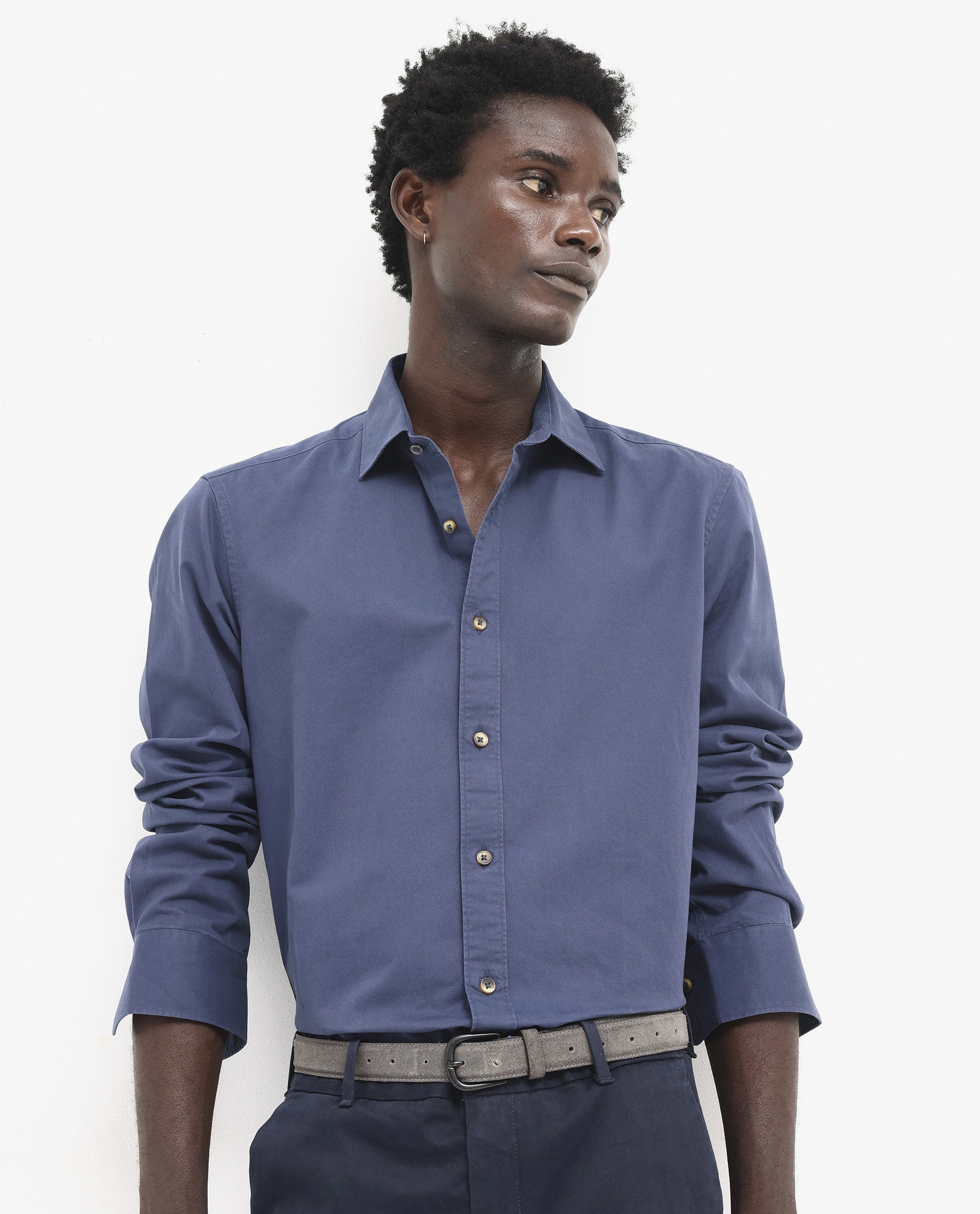 Men's Blue Formal Regular Fit Solid Full Sleeves Shirt