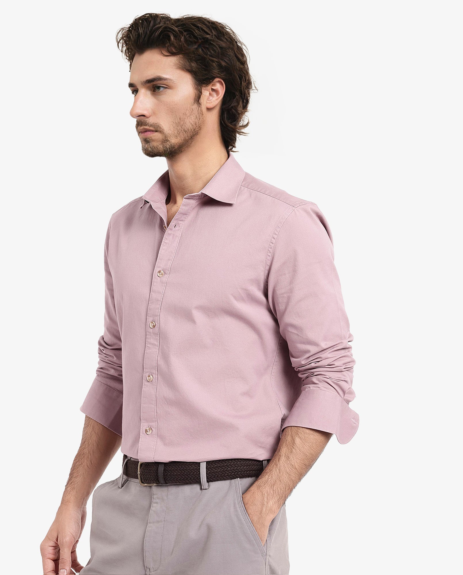 Men's Pink Formal Regular Fit Solid Full Sleeves Shirt