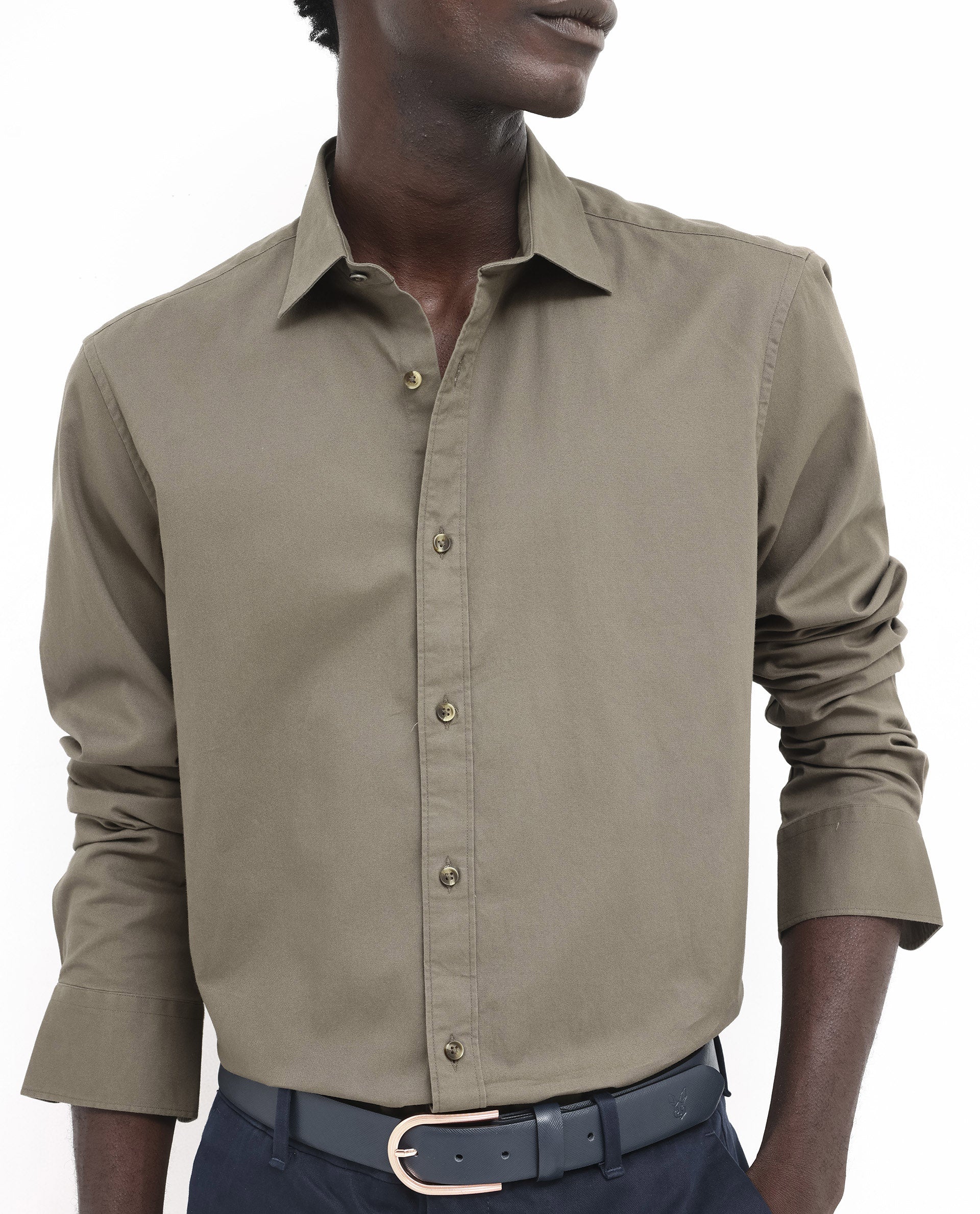 Men's Green Formal Regular Fit Solid Full Sleeves Shirt