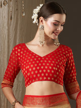 Women's Georgette White Woven Design Designer Saree with Blouse Piece