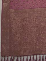 Women's Georgette Mauve Woven Design Designer Saree With Blouse Piece