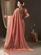 Women's Peach Festive Kanjeevaram Saree