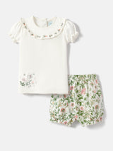 Boys & Girls White Casual Top with Shorts