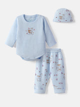 Boys & Girls Blue Casual Top & Bottom with Cap - Pack of 3
