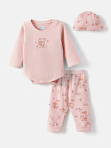 Boys & Girls Pink Casual Top & Bottom with Cap - Pack of 3