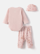 Boys & Girls Pink Casual Top & Bottom with Cap - Pack of 3