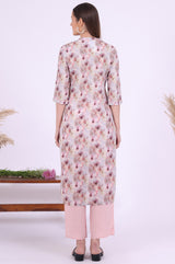 Women's Purple Floral Printed Straight Cotton Kurta and Palazzo with Dupatta