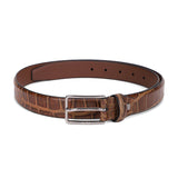 Men's Brown Casual Leather Textured Slim Belt