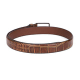 Men's Brown Casual Leather Textured Slim Belt