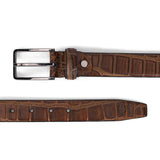 Men's Brown Casual Leather Textured Slim Belt
